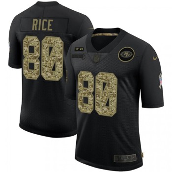 Men's San Francisco 49ers #80 Jerry Rice 2020 Black Camo Salute To Service Limited Stitched Jersey Men's San Francisco 49ers #80 Jerry Rice 2020 Black Camo Salute To Service Limited Stitched Jersey
