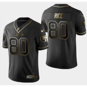 Men's San Francisco 49ers #80 Jerry Rice Black 2019 Golden Edition Stitched NFL Jersey Men's San Francisco 49ers #80 Jerry Rice Black 2019 Golden Edition Stitched NFL Jersey
