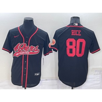 Men's San Francisco 49ers #80 Jerry Rice Black Cool Base Stitched Baseball Jersey Men's San Francisco 49ers #80 Jerry Rice Black Cool Base Stitched Baseball Jersey