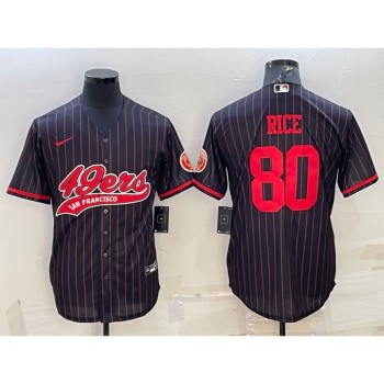 Men's San Francisco 49ers #80 Jerry Rice Black With Patch Cool Base Stitched Baseball Jersey Men's San Francisco 49ers #80 Jerry Rice Black With Patch Cool Base Stitched Baseball Jersey