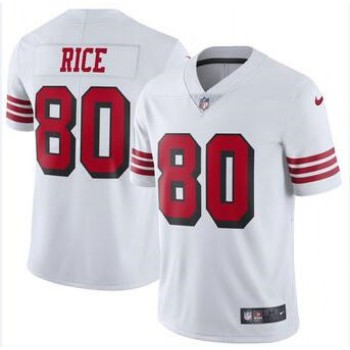 Men's San Francisco 49ers #80 Jerry Rice White Color Rush Vapor Untouchable Limited Stitched NFL Jersey Men's San Francisco 49ers #80 Jerry Rice White Color Rush Vapor Untouchable Limited Stitched NFL Jersey