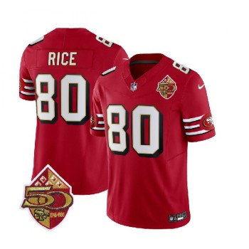 Men's San Francisco 49ers 80 Jerry Rice Red 2023 F.U.S.E. 50th Patch Throwback Stitched Football Jersey Men's San Francisco 49ers 80 Jerry Rice Red 2023 F.U.S.E. 50th Patch Throwback Stitched Football Jersey