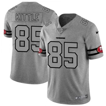 Men's San Francisco 49ers #85 George Kittle 2019 Gray Gridiron Team Logo Limited Stitched NFL Jersey Men's San Francisco 49ers #85 George Kittle 2019 Gray Gridiron Team Logo Limited Stitched NFL Jersey
