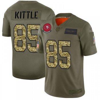 Men's San Francisco 49ers #85 George Kittle 2019 Olive/Camo Salute To Service Limited Stitched NFL Jersey Men's San Francisco 49ers #85 George Kittle 2019 Olive/Camo Salute To Service Limited Stitched NFL Jersey