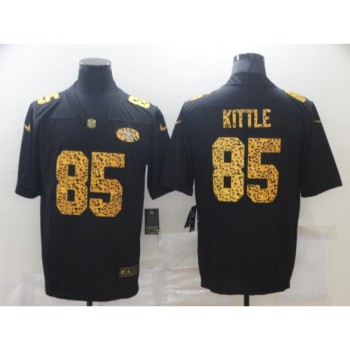 Men's San Francisco 49ers #85 George Kittle 2020 Black Leopard Print Fashion Limited Stitched Jersey Men's San Francisco 49ers #85 George Kittle 2020 Black Leopard Print Fashion Limited Stitched Jersey