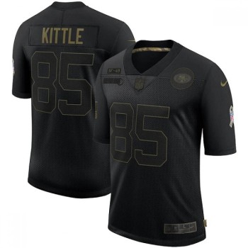 Men's San Francisco 49ers #85 George Kittle 2020 Black Salute To Service Limited Stitched Jersey Men's San Francisco 49ers #85 George Kittle 2020 Black Salute To Service Limited Stitched Jersey
