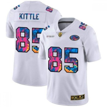 Men's San Francisco 49ers #85 George Kittle 2020 White Crucial Catch Limited Stitched Jersey Men's San Francisco 49ers #85 George Kittle 2020 White Crucial Catch Limited Stitched Jersey