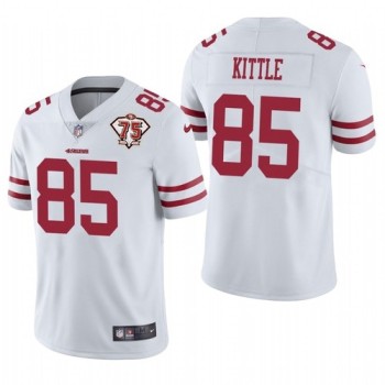 Men's San Francisco 49ers #85 George Kittle 2021 White 75th Anniversary Vapor Untouchable Stitched NFL Jersey Men's San Francisco 49ers #85 George Kittle 2021 White 75th Anniversary Vapor Untouchable Stitched NFL Jersey