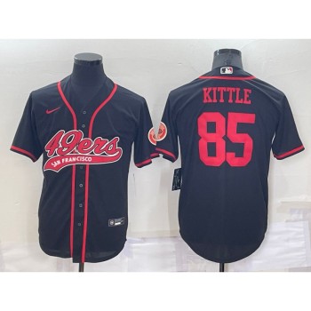 Men's San Francisco 49ers #85 George Kittle Black Cool Base Stitched Baseball Jersey Men's San Francisco 49ers #85 George Kittle Black Cool Base Stitched Baseball Jersey
