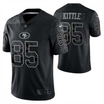 Men's San Francisco 49ers #85 George Kittle Black Reflective Limited Stitched Football Jersey Men's San Francisco 49ers #85 George Kittle Black Reflective Limited Stitched Football Jersey