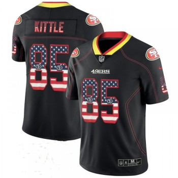 Men's San Francisco 49ers #85 George Kittle Black USA Flag Color Rush Limited Fashion NFL Stitched Jersey Men's San Francisco 49ers #85 George Kittle Black USA Flag Color Rush Limited Fashion NFL Stitched Jersey