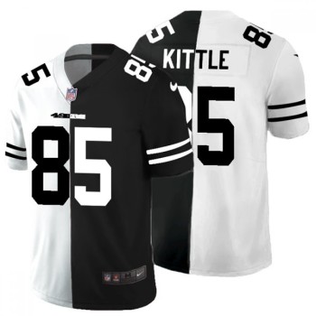 Men's San Francisco 49ers #85 George Kittle Black & White Split Limited Stitched Jersey Men's San Francisco 49ers #85 George Kittle Black & White Split Limited Stitched Jersey