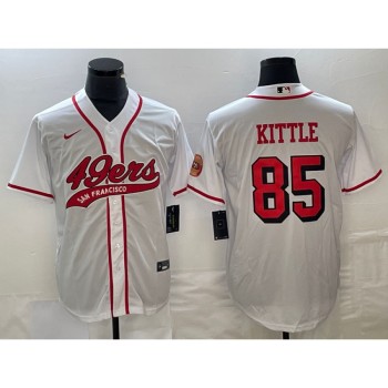 Men's San Francisco 49ers #85 George Kittle New White Cool Base Stitched Baseball Jersey Men's San Francisco 49ers #85 George Kittle New White Cool Base Stitched Baseball Jersey
