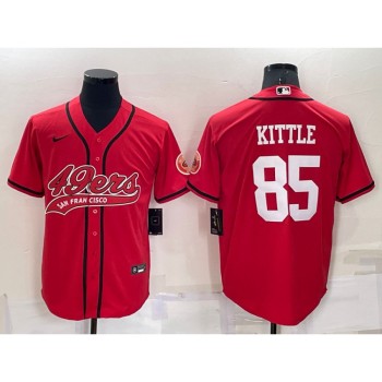 Men's San Francisco 49ers #85 George Kittle Red Cool Base Stitched Baseball Jersey Men's San Francisco 49ers #85 George Kittle Red Cool Base Stitched Baseball Jersey