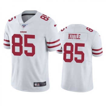 Men's San Francisco 49ers #85 George Kittle White 2019 100th season Vapor Untouchable Limited Stitched NFL Jersey Men's San Francisco 49ers #85 George Kittle White 2019 100th season Vapor Untouchable Limited Stitched NFL Jersey