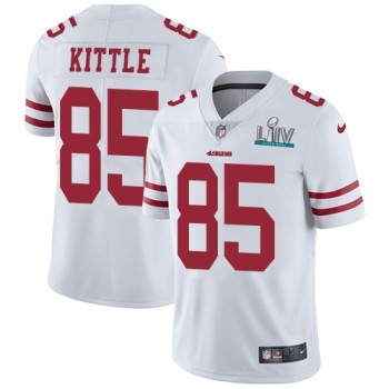 Men's San Francisco 49ers #85 George Kittle White Super Bowl LIV Vaper Untouchable Limited Stitched NFL Jersey Men's San Francisco 49ers #85 George Kittle White Super Bowl LIV Vaper Untouchable Limited Stitched NFL Jersey