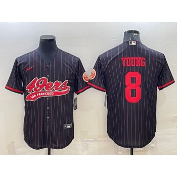 Men's San Francisco 49ers #8 Steve Young Black With Patch Cool Base Stitched Baseball Jersey Men's San Francisco 49ers #8 Steve Young Black With Patch Cool Base Stitched Baseball Jersey