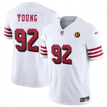 Men's San Francisco 49ers #92 Chase Young New White 2023 F.U.S.E. With John Madden Patch Vapor Limited Stitched Football Jersey Men's San Francisco 49ers #92 Chase Young New White 2023 F.U.S.E. With John Madden Patch Vapor Limited Stitched Football Jersey