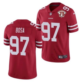 Men's San Francisco 49ers #97 Nick Bosa 2021 Red 75th Anniversary Vapor Untouchable Stitched NFL Jersey Men's San Francisco 49ers #97 Nick Bosa 2021 Red 75th Anniversary Vapor Untouchable Stitched NFL Jersey