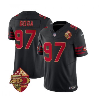 Men's San Francisco 49ers #97 Nick Bosa Black 2023 F.U.S.E. 50th Patch Vapor Limited Stitched Football Jersey Men's San Francisco 49ers #97 Nick Bosa Black 2023 F.U.S.E. 50th Patch Vapor Limited Stitched Football Jersey
