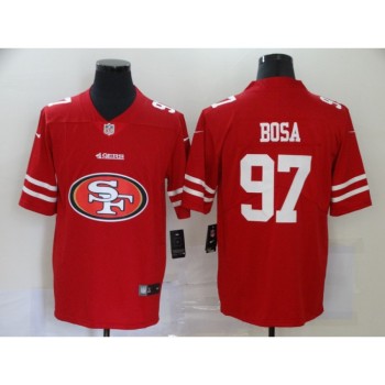 Men's San Francisco 49ers #97 Nick Bosa Red 2020 Team Big Logo Limited Stitched Jersey Men's San Francisco 49ers #97 Nick Bosa Red 2020 Team Big Logo Limited Stitched Jersey