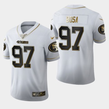 Men's San Francisco 49ers #97 Nick Bosa White 2019 100th Season Golden Edition Limited Stitched NFL Jersey Men's San Francisco 49ers #97 Nick Bosa White 2019 100th Season Golden Edition Limited Stitched NFL Jersey