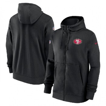 Men's San Francisco 49ers Black Sideline Club Performance Full-Zip Hoodie Men's San Francisco 49ers Black Sideline Club Performance Full-Zip Hoodie