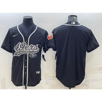 Men's San Francisco 49ers Blank Black Reflective With Patch Cool Base Stitched Baseball Jersey Men's San Francisco 49ers Blank Black Reflective With Patch Cool Base Stitched Baseball Jersey