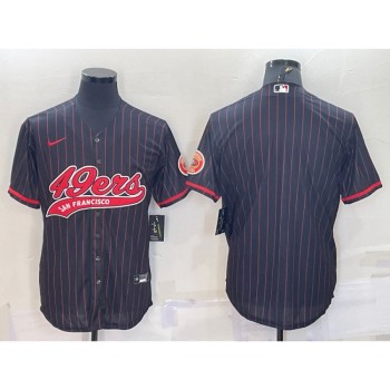 Men's San Francisco 49ers Blank Black With Patch Cool Base Stitched Baseball Jersey Men's San Francisco 49ers Blank Black With Patch Cool Base Stitched Baseball Jersey