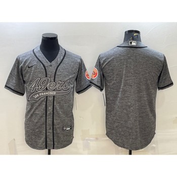 Men's San Francisco 49ers Blank Grey With Patch Cool Base Stitched Baseball Jersey Men's San Francisco 49ers Blank Grey With Patch Cool Base Stitched Baseball Jersey