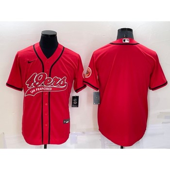 Men's San Francisco 49ers Blank Red Cool Base Stitched Baseball Jersey Men's San Francisco 49ers Blank Red Cool Base Stitched Baseball Jersey