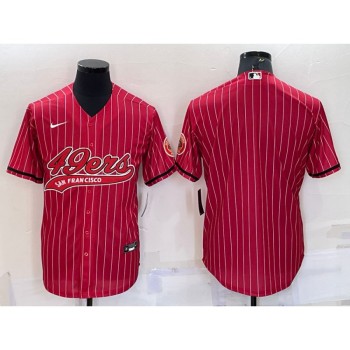 Men's San Francisco 49ers Blank Red With Patch Cool Base Stitched Baseball Jersey Men's San Francisco 49ers Blank Red With Patch Cool Base Stitched Baseball Jersey