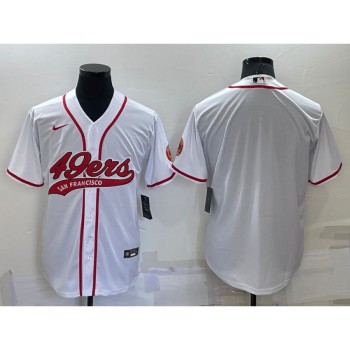 Men's San Francisco 49ers Blank White Cool Base Stitched Baseball Jersey Men's San Francisco 49ers Blank White Cool Base Stitched Baseball Jersey