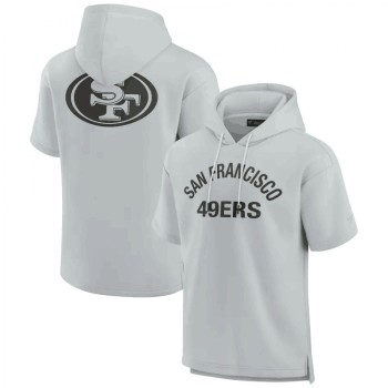 Men's San Francisco 49ers Gray Super Soft Fleece Short Sleeve Hoodie Men's San Francisco 49ers Gray Super Soft Fleece Short Sleeve Hoodie