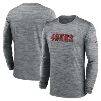 Men's San Francisco 49ers Heather Gray Sideline Team Velocity Performance Long Sleeve T-Shirt Men's San Francisco 49ers Heather Gray Sideline Team Velocity Performance Long Sleeve T-Shirt