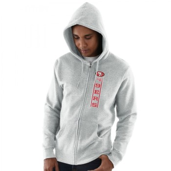 Men's San Francisco 49ers Heathered Gray Hook and Ladder Full-Zip NFL Hoodie Men's San Francisco 49ers Heathered Gray Hook and Ladder Full-Zip NFL Hoodie