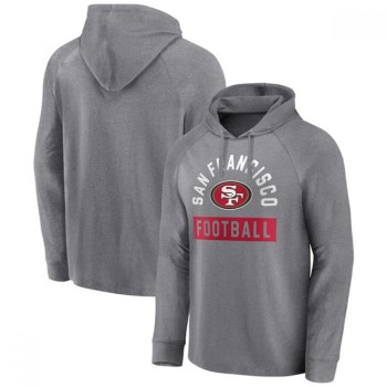 Men's San Francisco 49ers Heathered Gray No Time Off Raglan Pullover Hoodie Men's San Francisco 49ers Heathered Gray No Time Off Raglan Pullover Hoodie