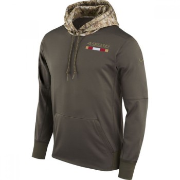 Men's San Francisco 49ers Olive Salute to Service Sideline Therma Pullover Hoodie Men's San Francisco 49ers Olive Salute to Service Sideline Therma Pullover Hoodie