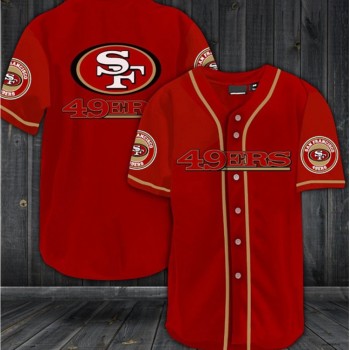 Men's San Francisco 49ers Red Baseball Stitched Jersey Shirt Men's San Francisco 49ers Red Baseball Stitched Jersey Shirt