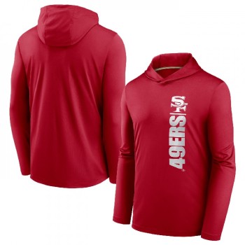 Men's San Francisco 49ers Scarlet Fan Gear Team Stack Hoodie Performance Long Sleeve T-Shirt Men's San Francisco 49ers Scarlet Fan Gear Team Stack Hoodie Performance Long Sleeve T-Shirt
