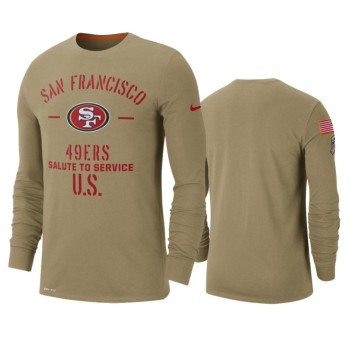 Men's San Francisco 49ers Tan 2019 Salute to Service Sideline Performance Long Sleeve Shirt Men's San Francisco 49ers Tan 2019 Salute to Service Sideline Performance Long Sleeve Shirt
