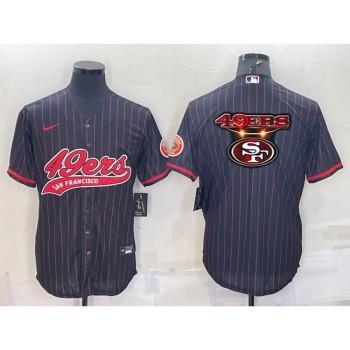 Men's San Francisco 49ers Team Big Logo Black With Patch Cool Base Stitched Baseball Jersey Men's San Francisco 49ers Team Big Logo Black With Patch Cool Base Stitched Baseball Jersey