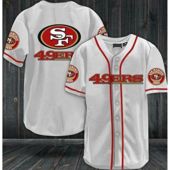 Men's San Francisco 49ers White Baseball Stitched Jersey Shirt Men's San Francisco 49ers White Baseball Stitched Jersey Shirt