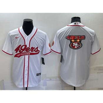 Men's San Francisco 49ers White Team Big Logo With Patch Cool Base Stitched Baseball Jersey Men's San Francisco 49ers White Team Big Logo With Patch Cool Base Stitched Baseball Jersey