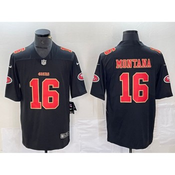 Men's San Francisco 49ers #16 Joe Montana Black Vapor Untouchable Limited Stitched Jersey Men's San Francisco 49ers #16 Joe Montana Black Vapor Untouchable Limited Stitched Jersey