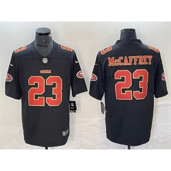 Men's San Francisco 49ers #23 Christian McCaffrey Black Vapor Untouchable Limited Stitched Jersey Men's San Francisco 49ers #23 Christian McCaffrey Black Vapor Untouchable Limited Stitched Jersey