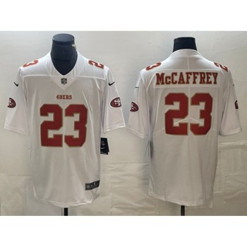 Men's San Francisco 49ers #23 Christian McCaffrey White Vapor Untouchable Limited Stitched Jersey Men's San Francisco 49ers #23 Christian McCaffrey White Vapor Untouchable Limited Stitched Jersey