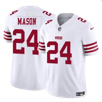 Men's San Francisco 49ers #24 Jordan Mason White 2023 F.U.S.E. Stitched Football Jersey Men's San Francisco 49ers #24 Jordan Mason White 2023 F.U.S.E. Stitched Football Jersey