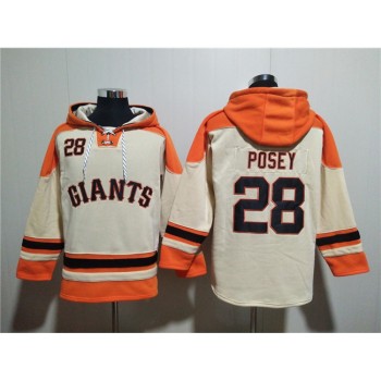 Men's San Francisco Giants #28 Buster Posey Cream Ageless Must-Have Lace-Up Pullover Hoodie Men's San Francisco Giants #28 Buster Posey Cream Ageless Must-Have Lace-Up Pullover Hoodie
