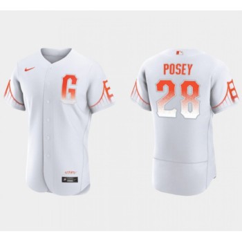 Men's San Francisco Giants #28 Buster Posey White City Connect Flex Base Stitched Jersey